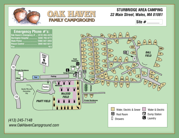 Oak Haven Campground Site Map